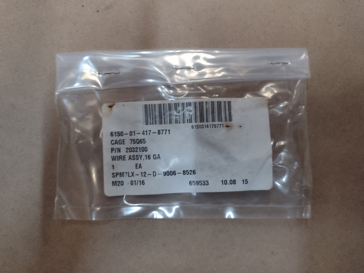 Oshkosh Defense LLC 2032100 Electrical Lead - NSN 6150-01-417-8771 - inventory label