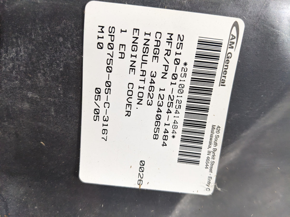 AM General 12340658 Insulation Cover - NSN 2510-01-254-1484 - inventory label