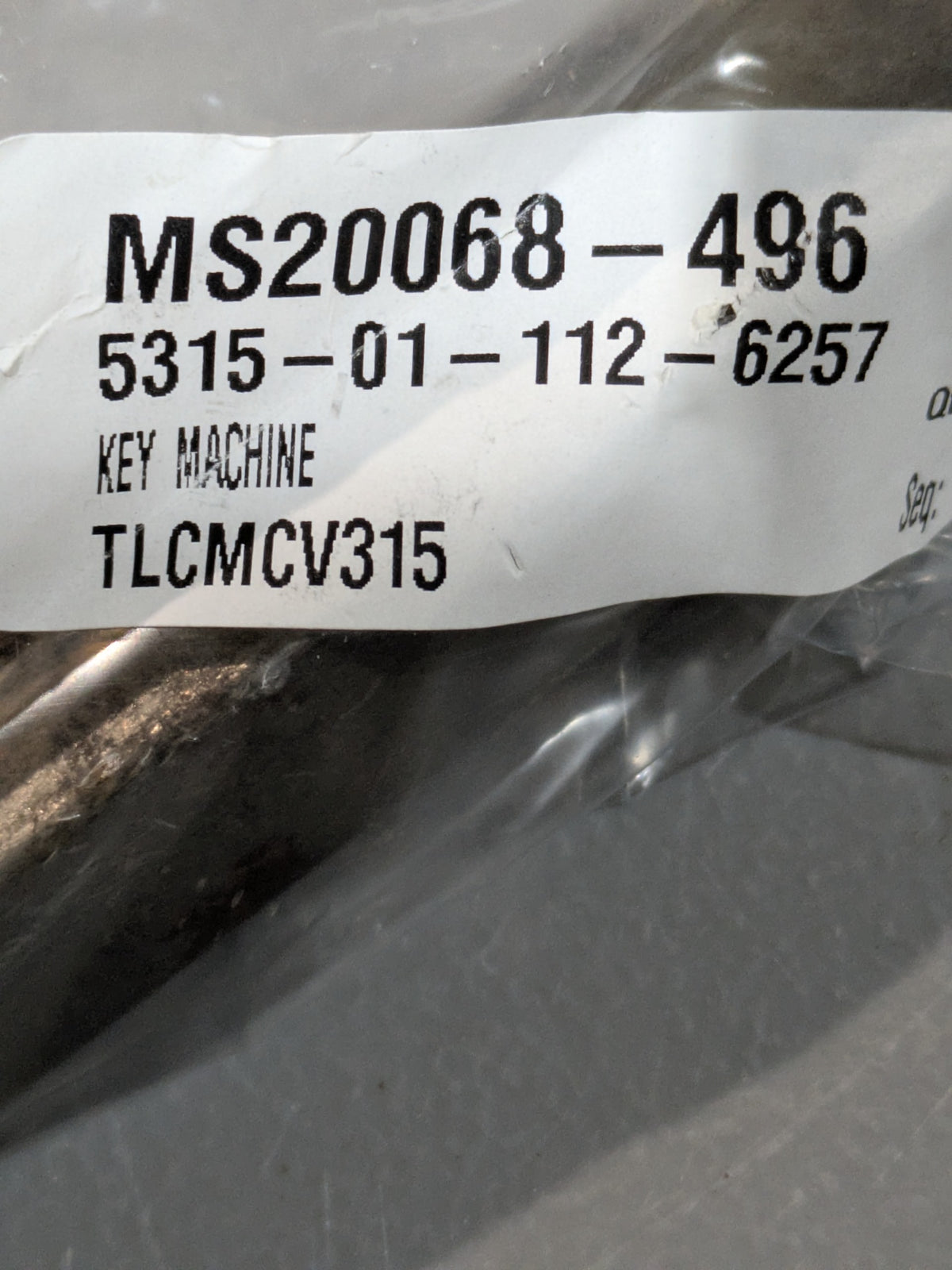 Goriziane Group SPA MS20068-496 Machine Key - NSN 5315-01-112-6257 - inventory label