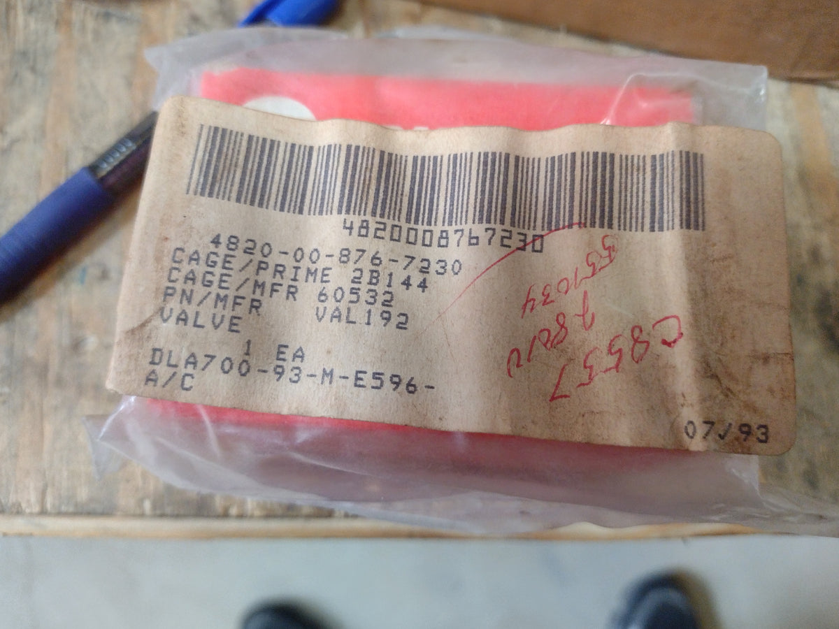 Trane U.S. Inc. VAL06711 Safety Relief Valve - NSN 4820-00-876-7230 - inventory label
