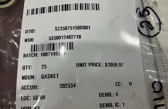 Gasket 742856 NSN 5330-01-248-2710 - photo 3