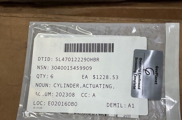 MRAP BUFFALO MK2A2 37386 LINEAR ACTUATING CYLINDER 3040-01-545-9909