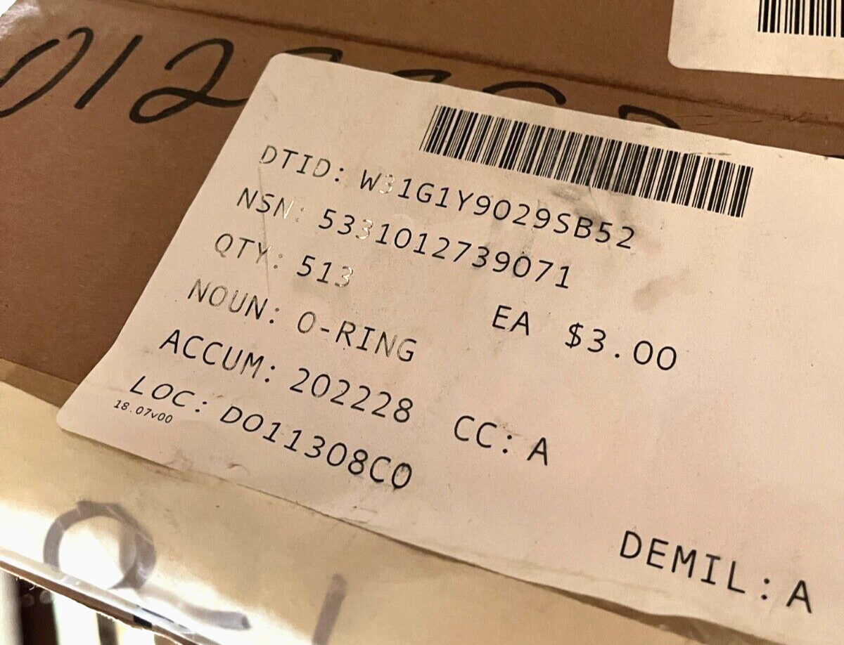 Military MS28775-229 PREFORMED PACKING SEAL, O-RING AN6227B-23 5331-01-273-9071