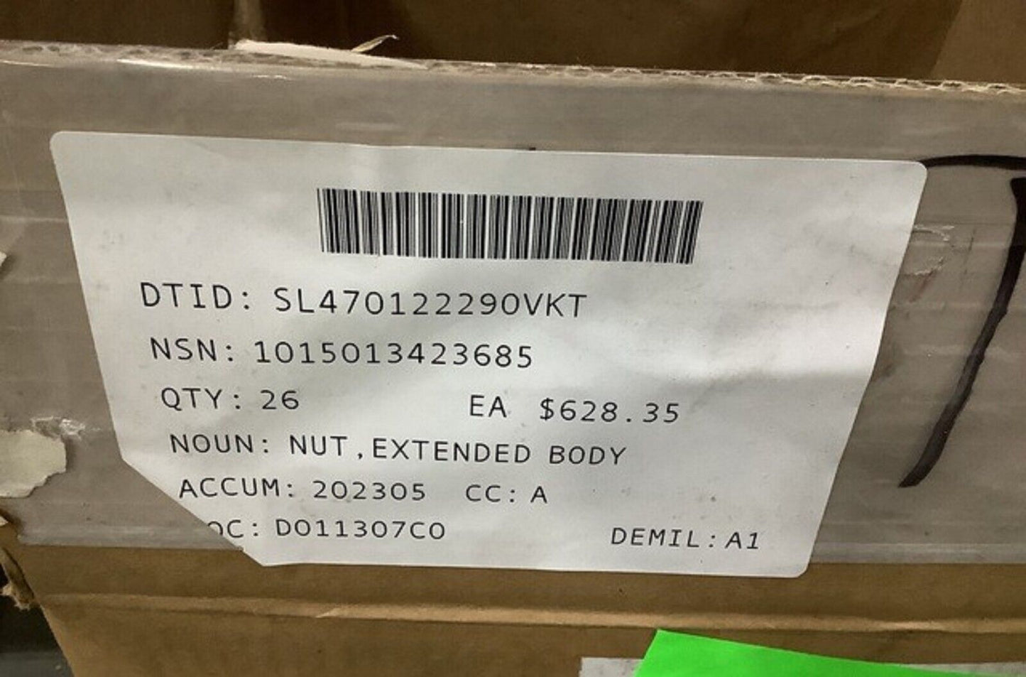 MILITARY M119A1 HOWITZER 12592003 EXTENDED BODY NUT 1015-01-342-3685 USA-STOCK
