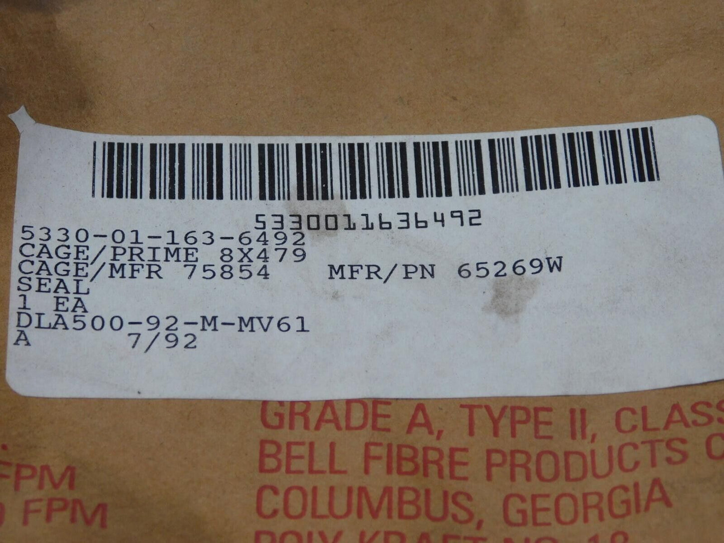 MK48 & TRAILER FAMILY PLAIN ENCASED SEAL 65269W 1506600 1367280 5330-01-163-6492