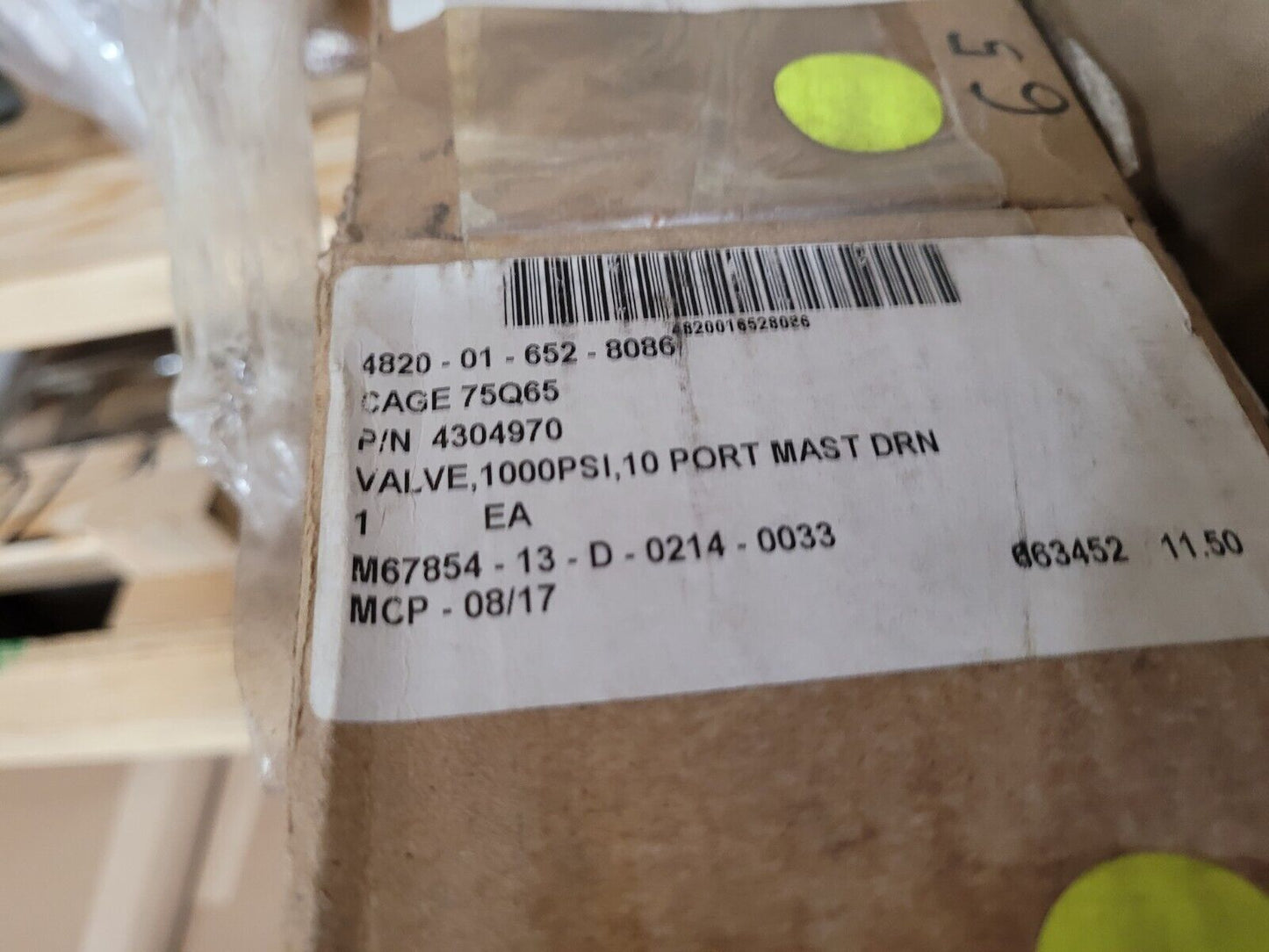 FIRE FIGHTING TRUCK MANUAL CHECK VALVE 1000PSI 10 PORT 4304970 4820-01-652-8086