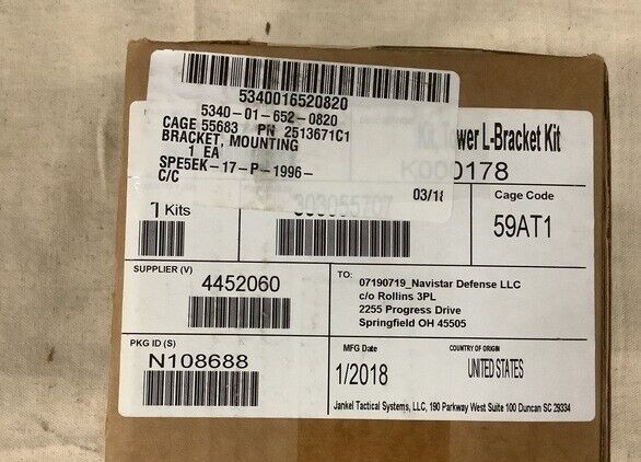 MRAP MAXXPRO NAVISTAR DEFENSE 2513671C1 MOUNTING BRACKET 5340-01-652-0820