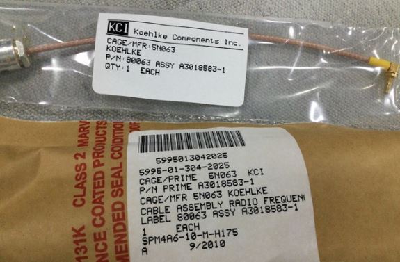 5995-01-304-2025 A3018583-1 CABLE ASSEMBLY,RADIO FREQUENCY