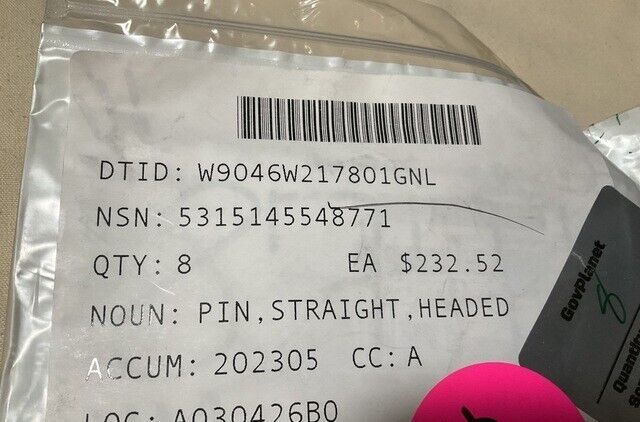 HEADED STRAIGHT PIN 2037B016-007A 2037B016007A 5315145548771 5315-14-554-8771
