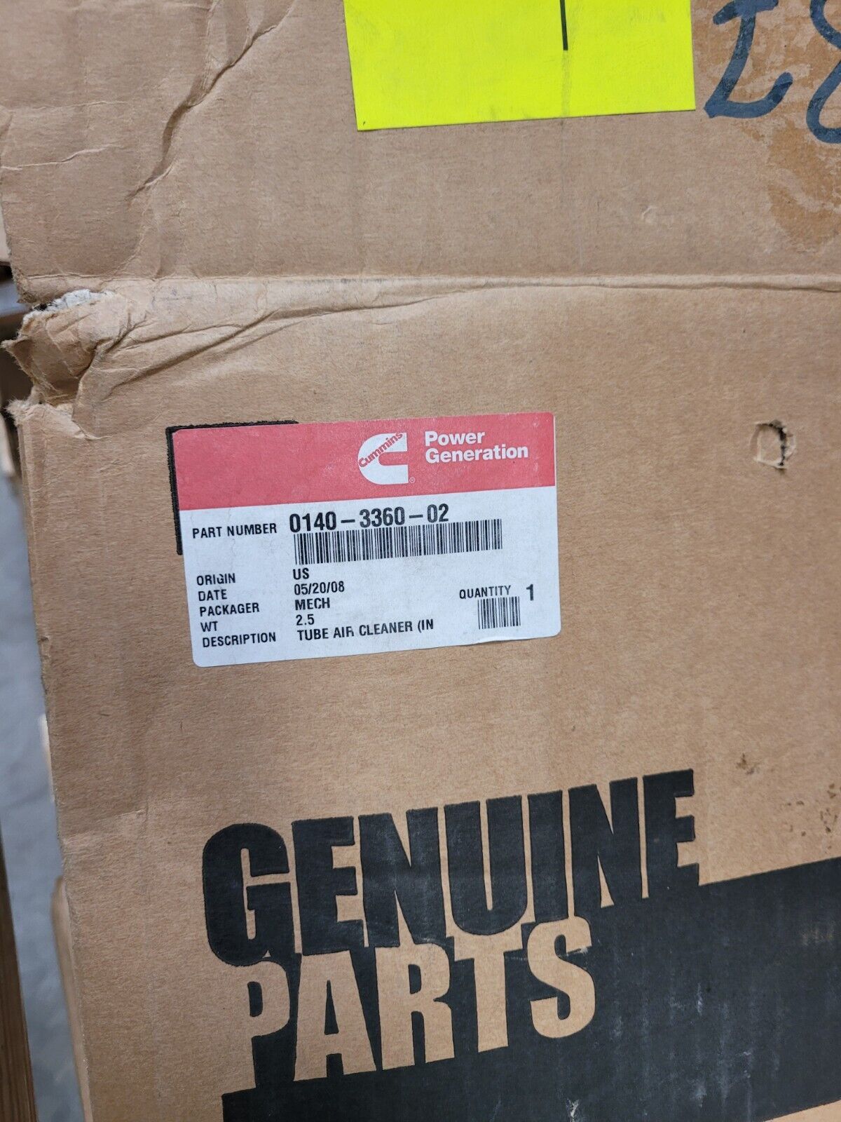 GENUINE CUMMINS 0140-3360-02 - AIR CLEANER VENT TUBE (INLET) 0140336002