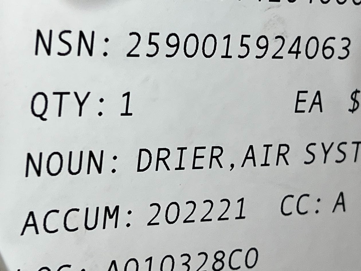 Drier 10002799 NSN 2590-01-592-4063