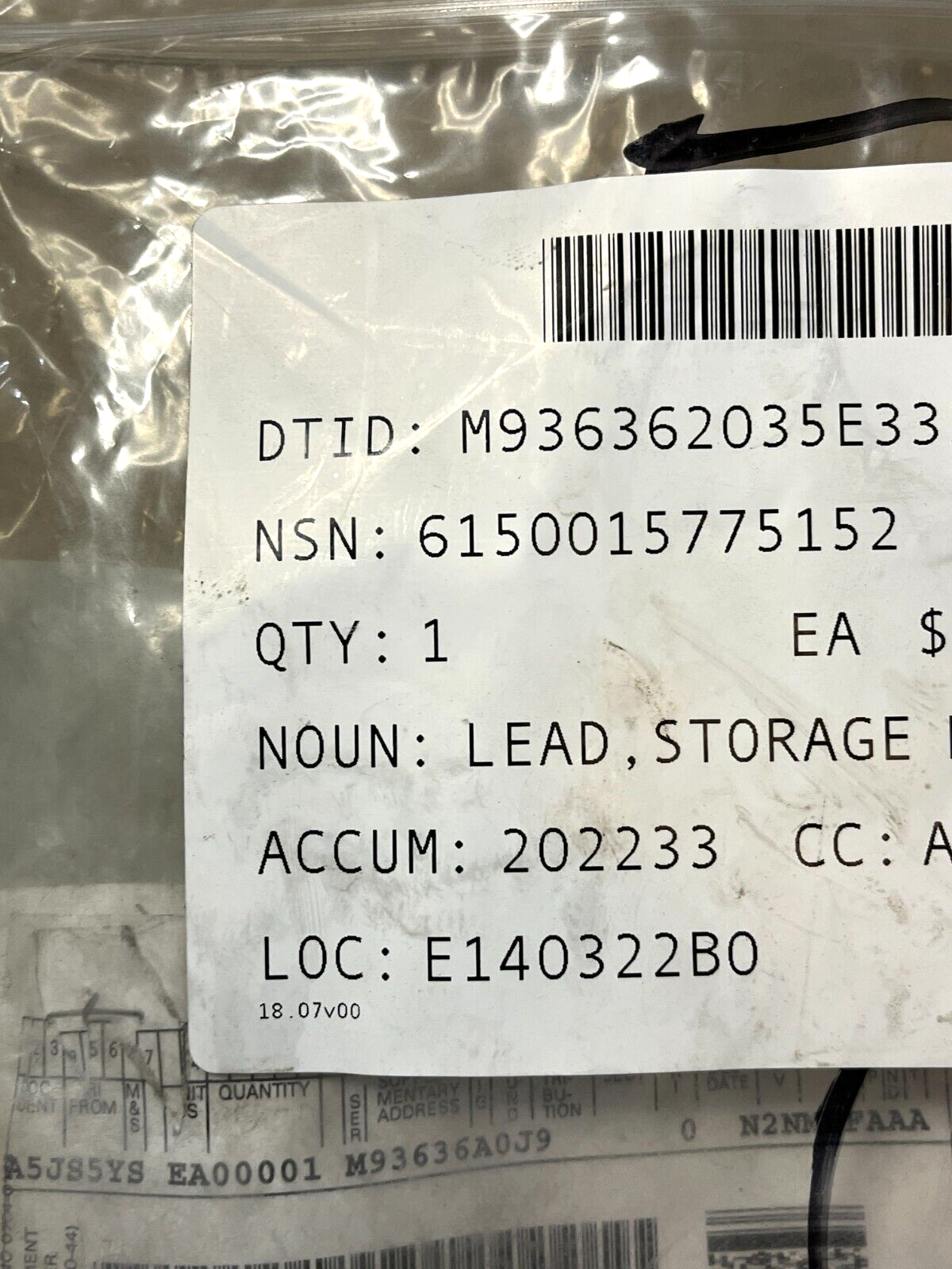 MRAP 4008166 3/8'' LEAD STORAGE BATTERY, CONTROL CABLE ASSEMBLY 2590-01-577-5152