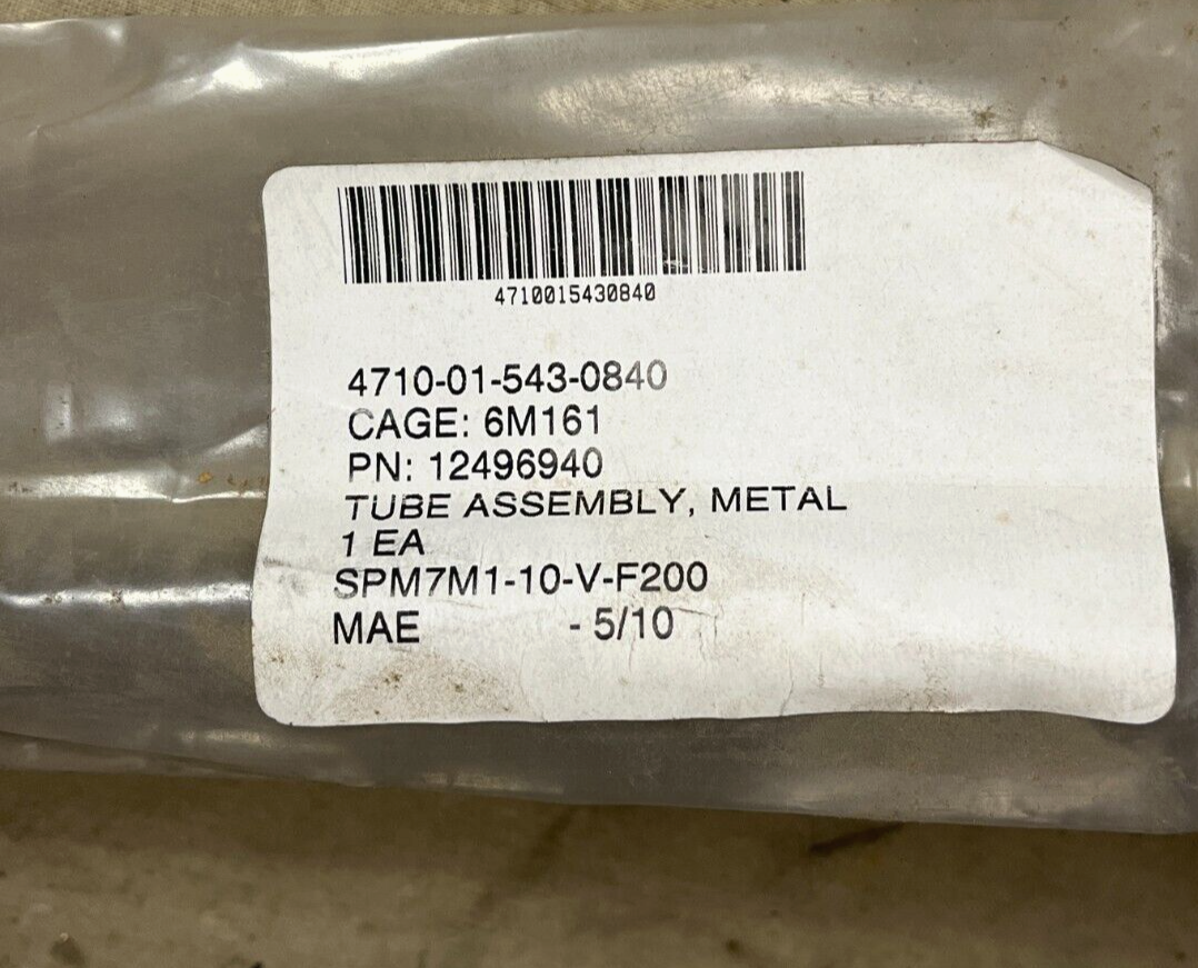 (M9) ARMORED COMBAT EARTHMOVER 12496940 METAL TUBE ASSY MFR 6M161 4710015430840