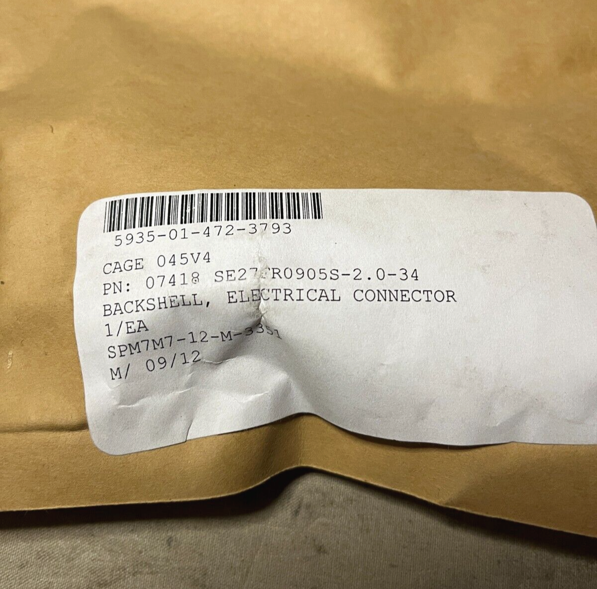 US MILITARY CONNECTOR BACKSHELL ELECTRICAL SE27FR0905S-2.0-34 11470651-019