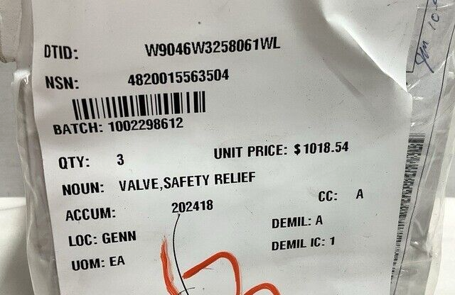 MRAP MMPV HDT 106842 PRESSURE SAFETY RELIEF VALVE 10004644 4820-01-556-3504