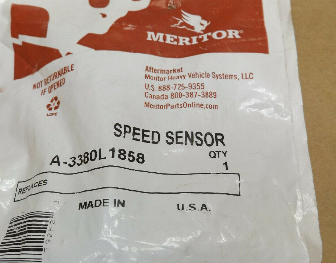 Meritor A3380L1858 Speed Sensor TRANSFER CASE SENSOR New Old Stock
