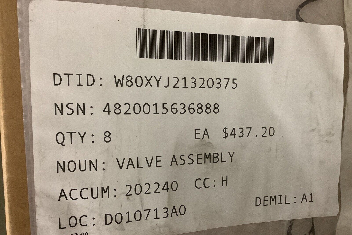 FMTV LMTV, ARMORED SECURITY VEHICLE WHEEL VALVE ASSEMBLY 25" L 12525430 676693