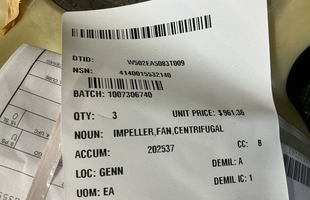 Impeller Fan R0041413 NSN 4140-01-553-2140 - photo 3