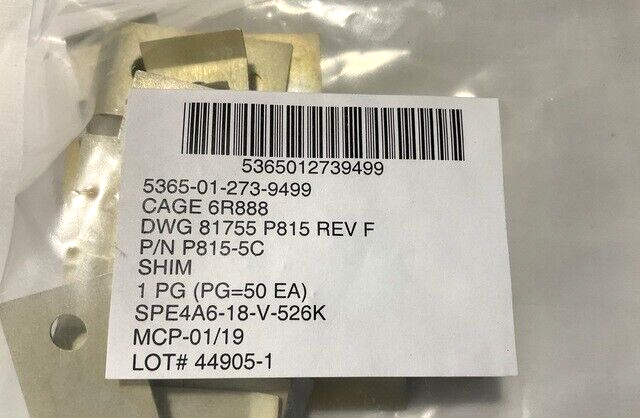(1EA) AIRCRAFT F-16 P815-5C HEAVY DUTY SHIM 5365-01-273-9499 USA NOS