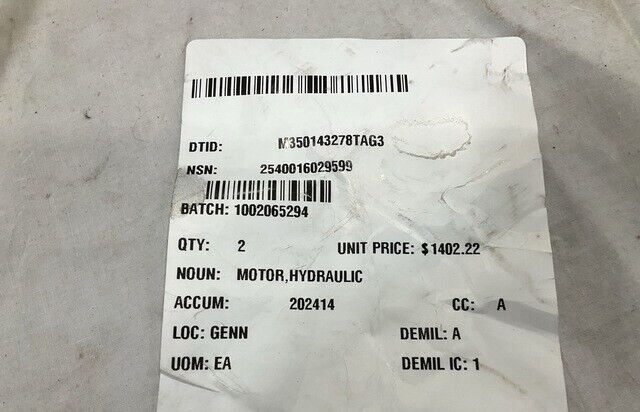 MEGA 304656 HEAVY DUTY HYDRAULIC PRESSURE MONITOR MOTOR 2540-01-602-9599 NOS