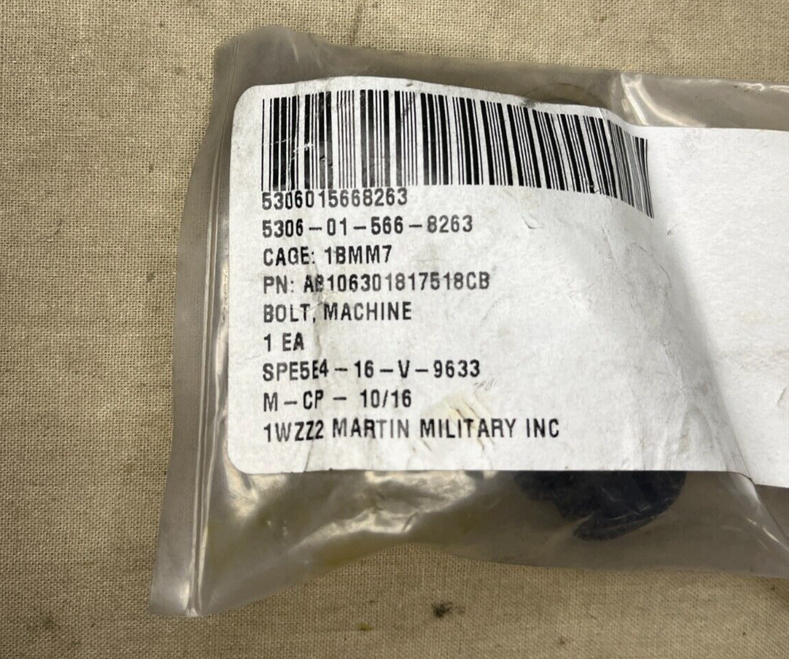 MILITARY FMTV AB106301817518CB MACHINE BOLT ASSY 12505540-002 5306-01-566-8263