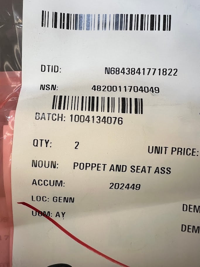 Poppet And Seat Assy V3C10237-TB NSN 4820-01-170-4049 - photo 9