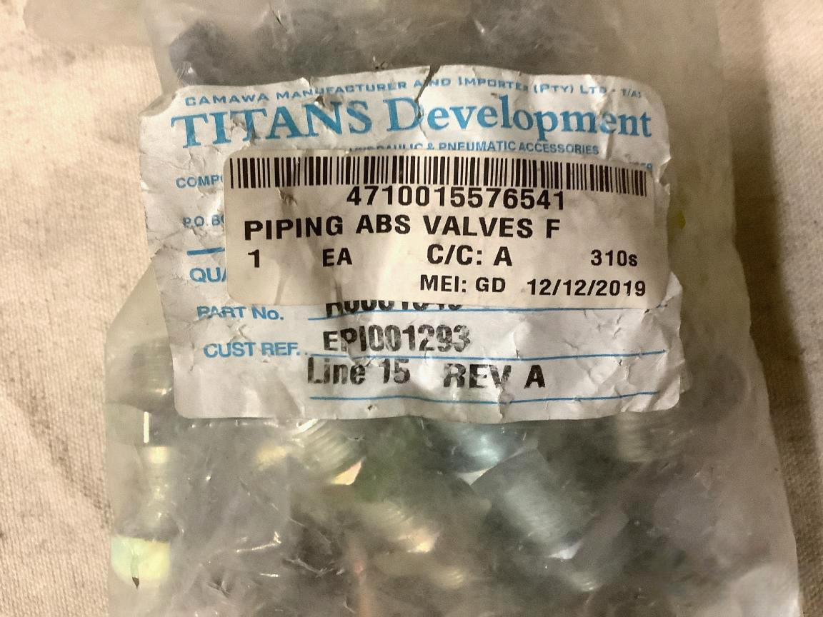MRAP PIPING ABS VALVES FRONT KIT R0071566-0105 R0081349 4710-01-557-6541