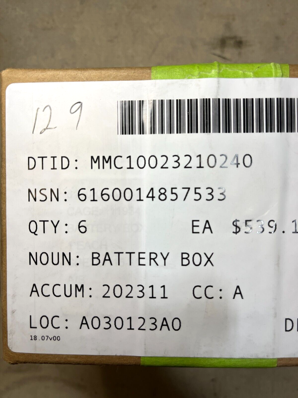 NEW M119 HOWITZER 12984725 BATTERY ENCLOSURE ASSEMBLY BOX 6160-01-485-7533