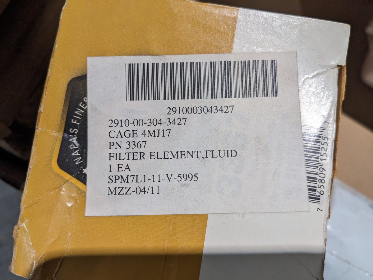 General Motors LLC TP865 Filter Element, Fluid - NSN 2910-00-304-3427 - inventory label