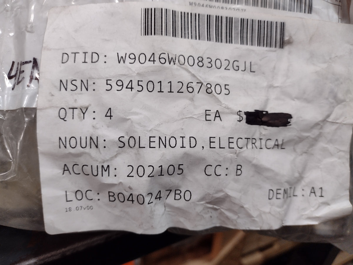 U S Army Tank Automotive Command 12276880 Electrical Solenoid - NSN 5945-01-126-7805 - inventory label