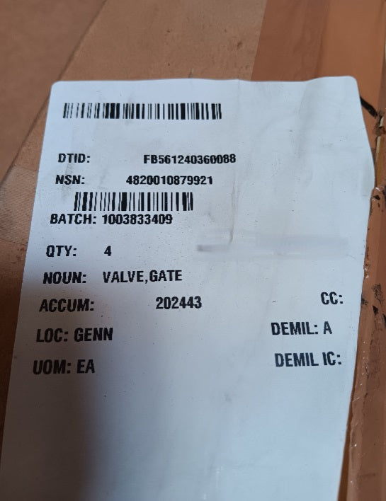 Honeywell 321460-1-1 Gate Valve | NSN 4820-01-087-9921 NEW