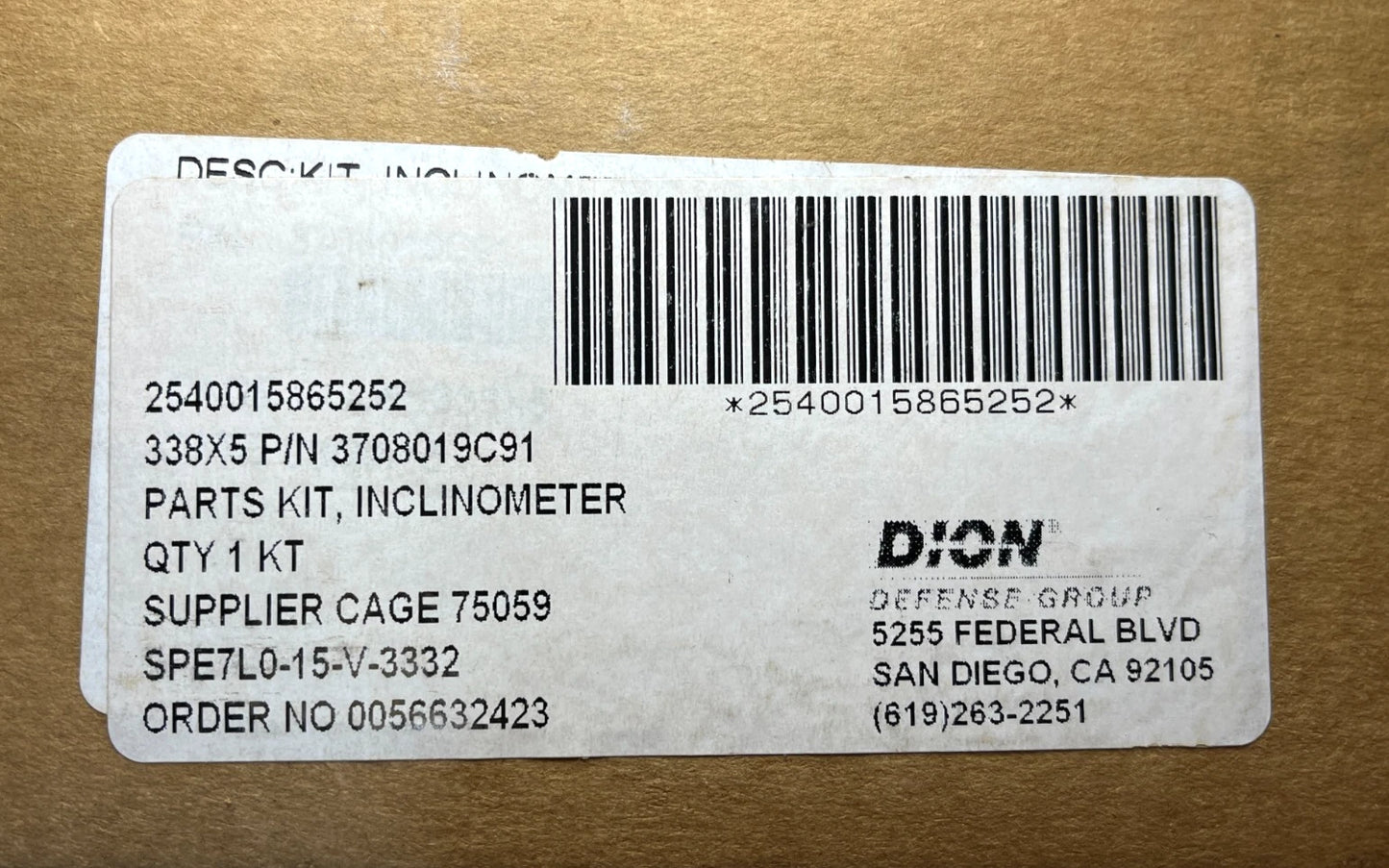 HMMWV MRAP FMTV M35A2 OFF ROAD MILITARY TRUCK INCLINOMETER 3708019C91 2540-01-586-5252