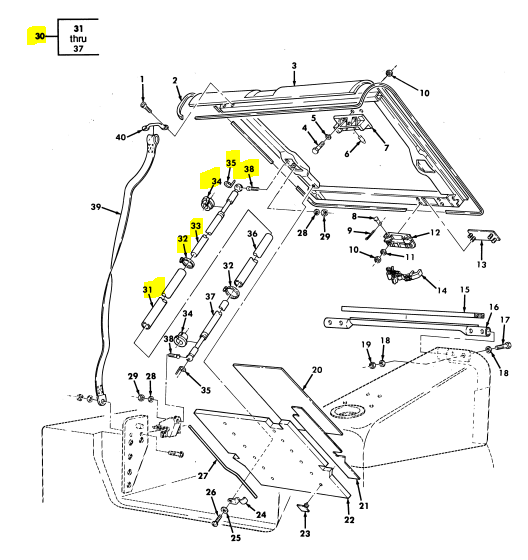 Humvee HMMWV M998 Rear Hatch Spring Kit 1 Side 12340832-3 Hard Top 2590012121057