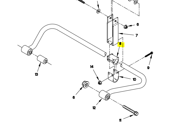 FMTV LMTV Stabilizer Bar Mount 5342-01-369-0893 12417623 Mount, Resilient