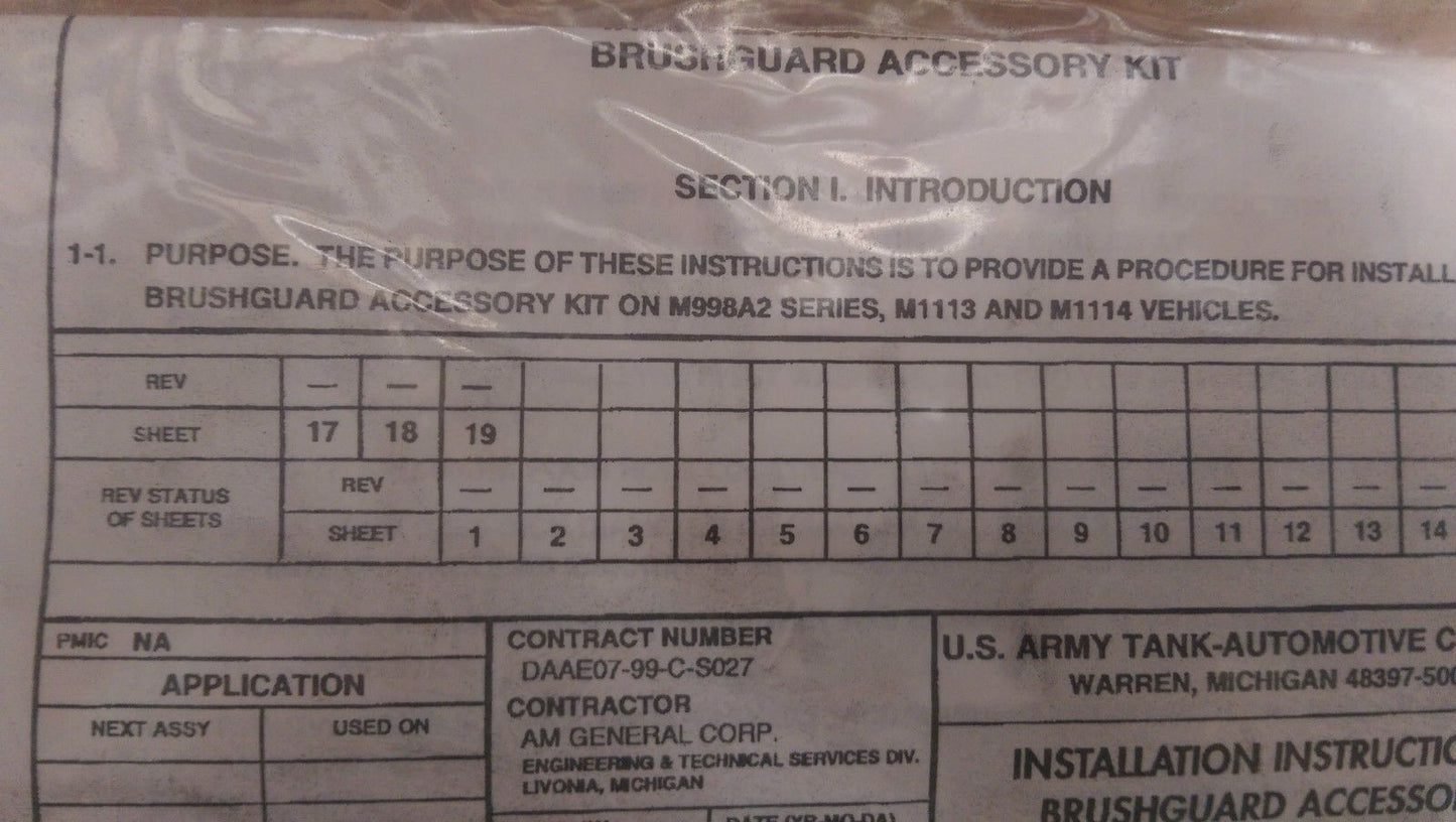 NOS HMMWV M113/114/M998 BRUSH GUARD GRILLE Humvee 57K4387 Military Truck Grille