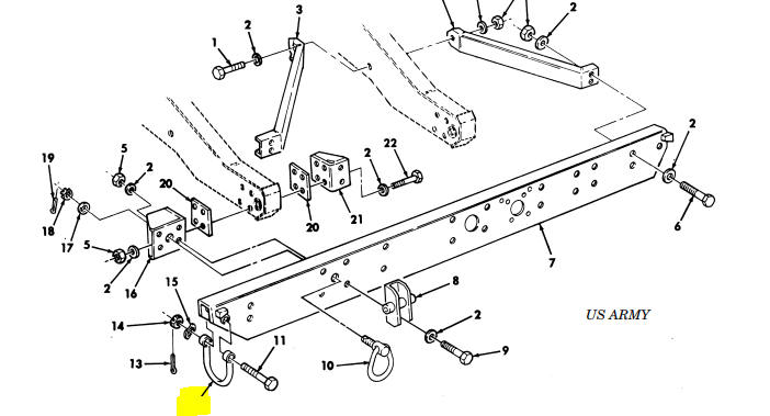 AIRLIFT BUMPER Shackle MILITARY HUMVEE Hummer H1 M998 HMMWV M1038 12342354