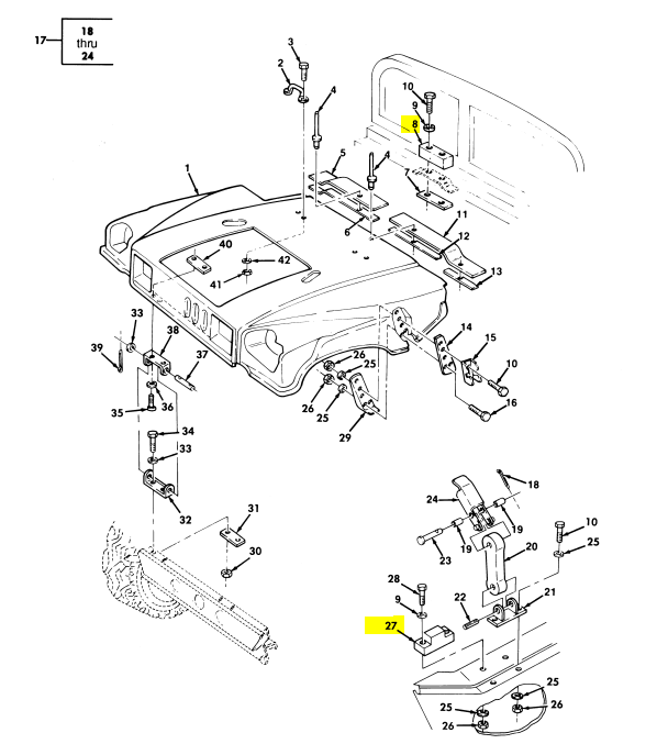 M998 HMMWV HOOD BUMPER SET HUMMER HUMMVEE Rubber KIT