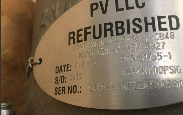 Eaton 81755-1 Safety Relief Valve 81755-1 6 INCH 347 "CRES" 4820-01-352-6827