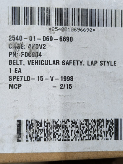 CNH Industrial America LLC 870888 Vehicular Safety Belt - NSN 2540-01-069-6690 - inventory label