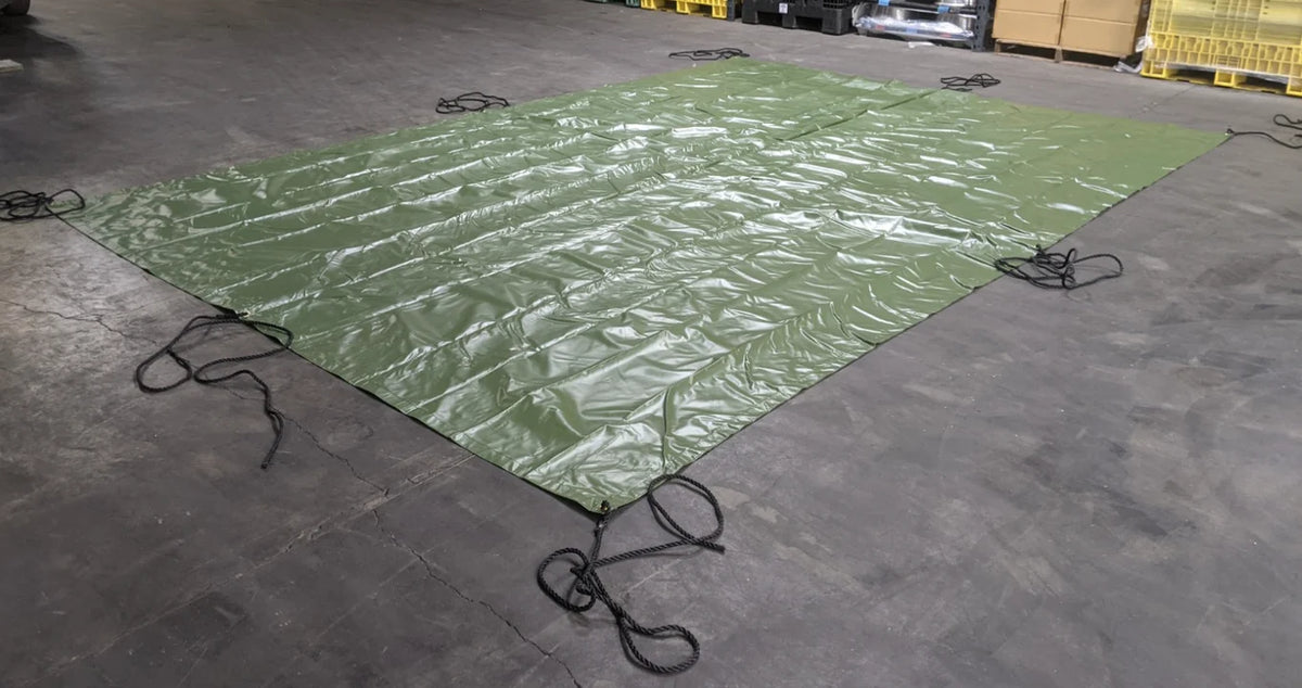 Military Green 12' x 17' Vehicle Tarpaulin Tarp – 10936264 – NSN 2540-00-587-2532