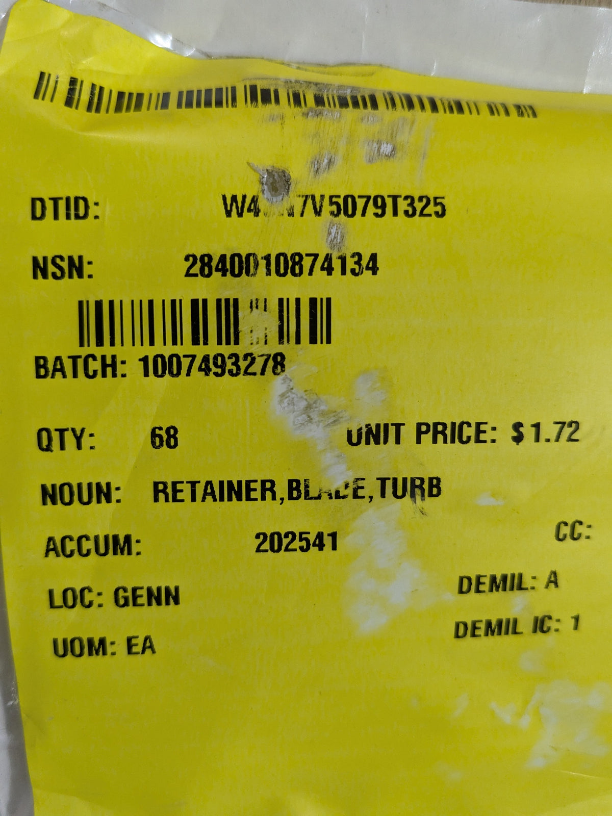 General Electric Company 4041T13P01 Blade Retainer, Turbine - NSN 2840-01-087-4134 - inventory label