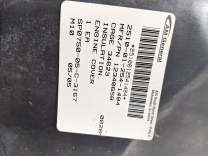 AM General 12340658 Insulation Cover - NSN 2510-01-254-1484 - inventory label