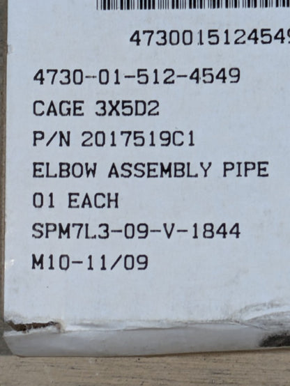 Parker-Hannifin VS269PMTNS-10-8 Pipe Elbow Assembly - NSN 4730-01-512-4549 - inventory label