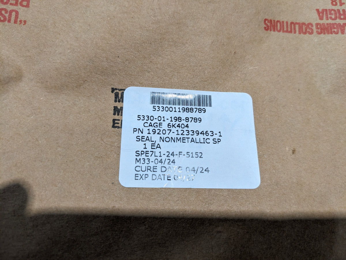 AM General 12339463-1 Door Seal, Front LH X-Door - NSN 5330-01-198-8789 - inventory label