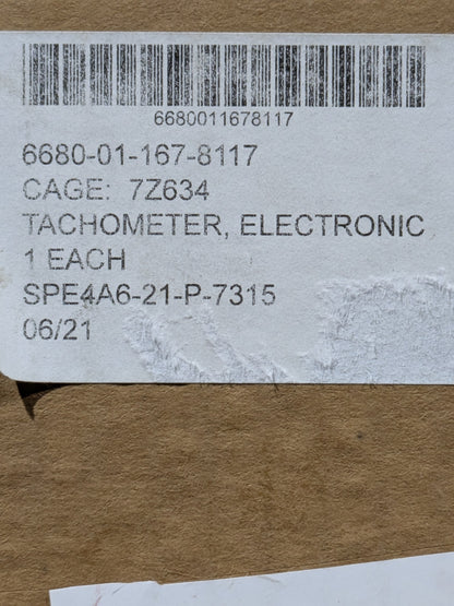 U S Army Tank Automotive Command 12275405 Electronic Tachometer - NSN 6680-01-167-8117 - inventory label