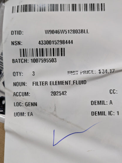 Caterpillar 1R-0773 Filter Element, Fluid - NSN 4330-01-529-8444 - inventory label
