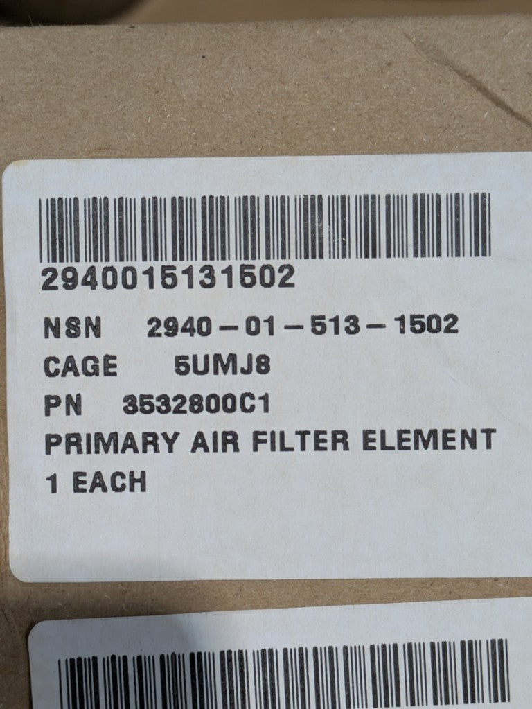 Nelson Industries 870728A Filter Element, Intake - NSN 2940-01-513-1502 - inventory label