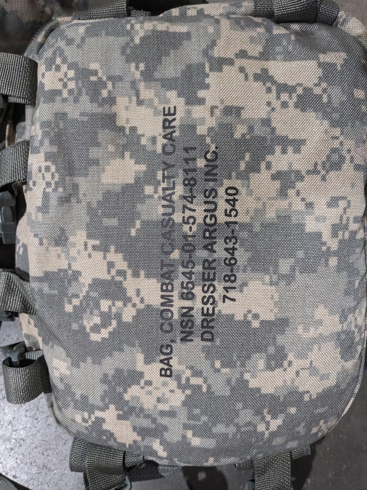 Dresser-Argus, Inc 8111 Combat Casualty Care Bag - NSN 6545-01-574-8111 - inventory label