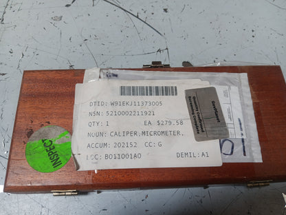 Starrett 124BZ Inside Micrometer Caliper - NSN 5210-00-221-1921 - inventory label