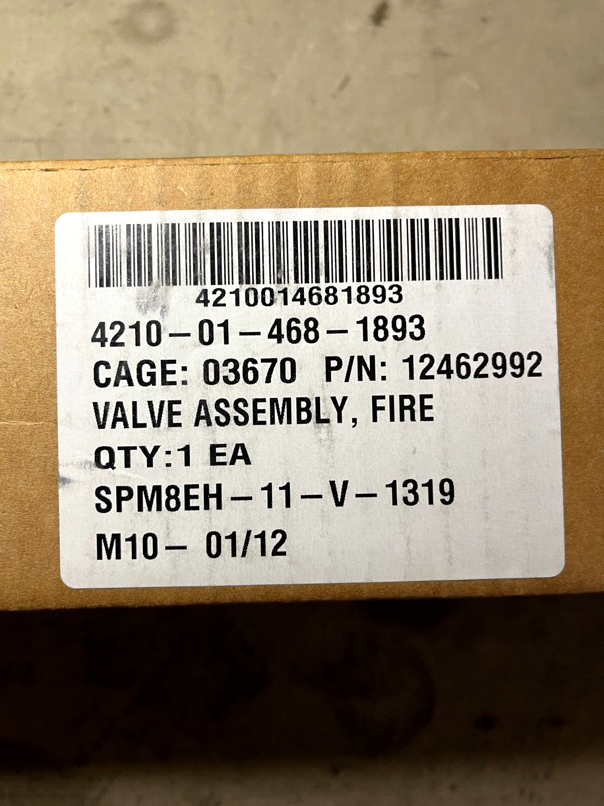 BFVS MLRS VEHICULAR 12462992 FIRE VALVE ASSEMBLY 423298 4210-01-468-1893